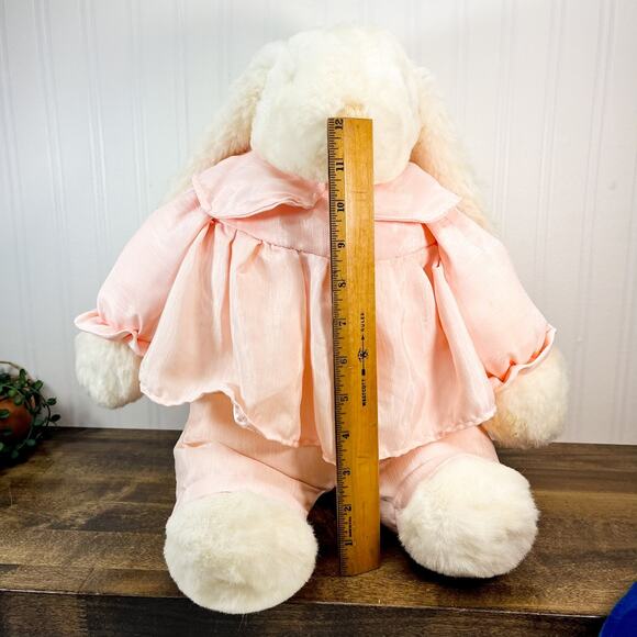 Chrisha Playful Plush Bunny Rabbit Stuffed Animal Pink Dress 20" 1988 VTG - Picture 5 of 13